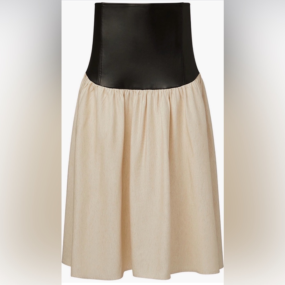 Barely worn WE WORE WHAT drop waist midi skirt in ivory/black